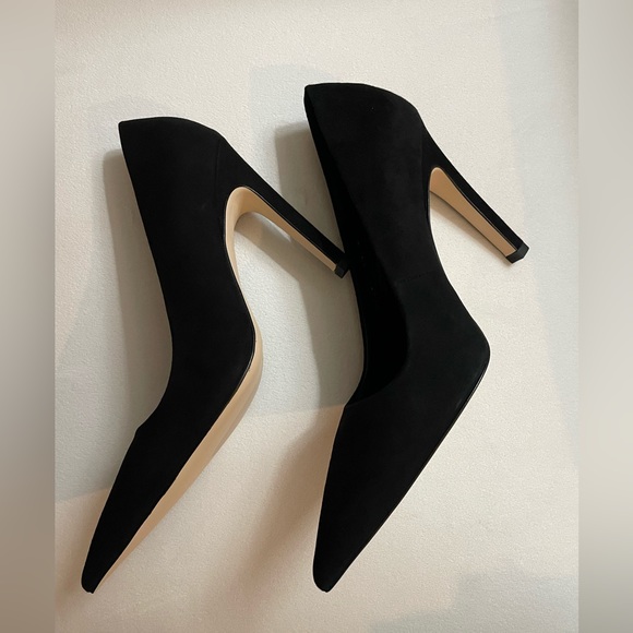 NIB Good American Black Suede Heels Pumps Size 8.5 - Picture 8 of 10